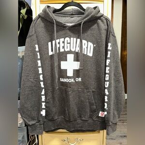 Gray LIFEGUARD Bandon Oregon Sweater Hoodie Size Large